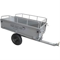 Carrello agricolo ribaltabile per trattorino in metallo, dimensioni 150 x 77,5 x 51,5 cm - comprese sponde