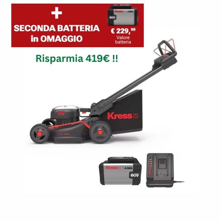 Kit Tagliaerba Kress KG757E.9 - Piatto di Taglio da 46cm - con Batteria e Caricabatterie